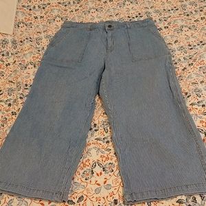 Striped wide leg jeans